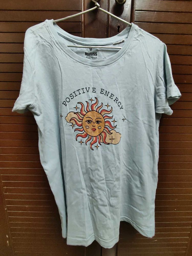 Light Blue "Positive Energy" Graphic Tee