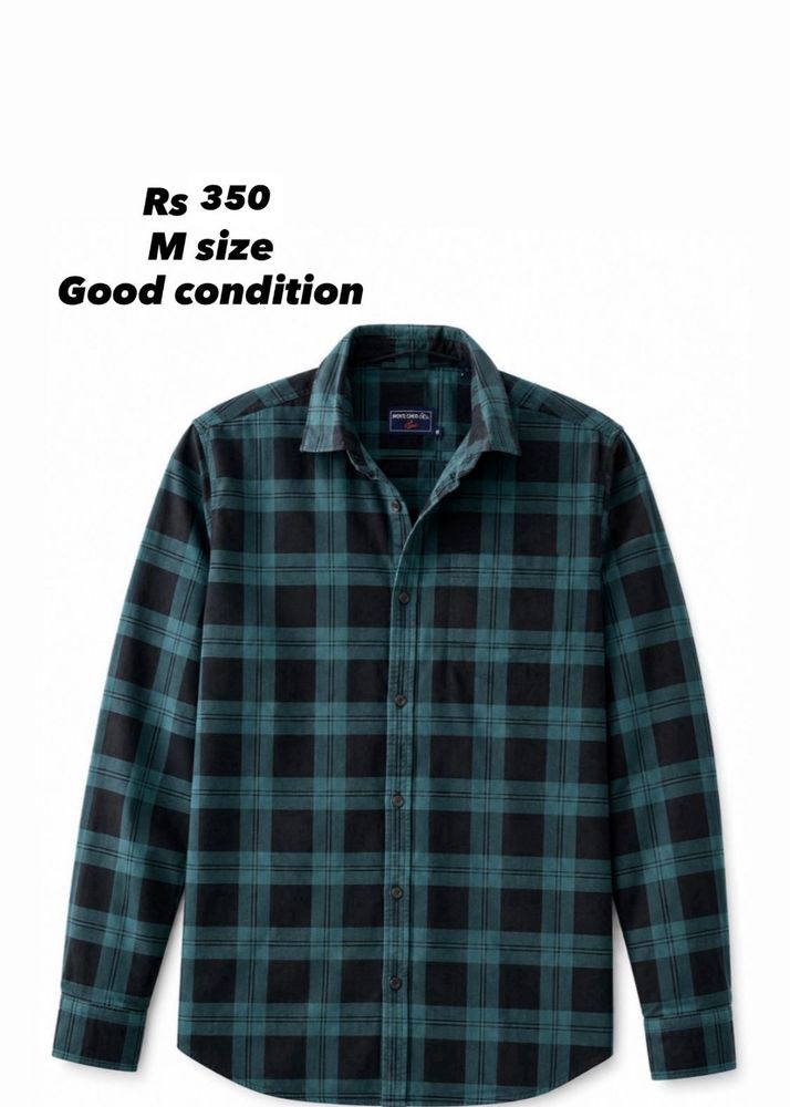 Green Plaid Flannel Shirt M