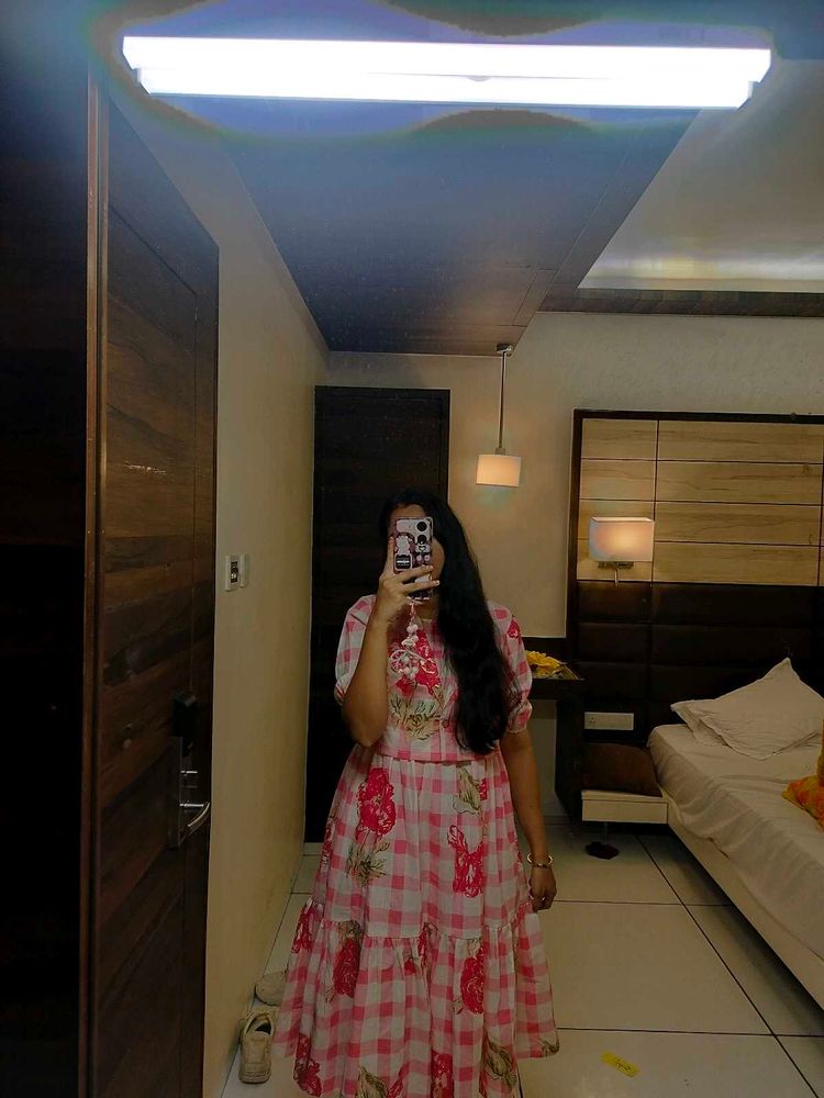 Pretty Pink Gingham Floral Gown