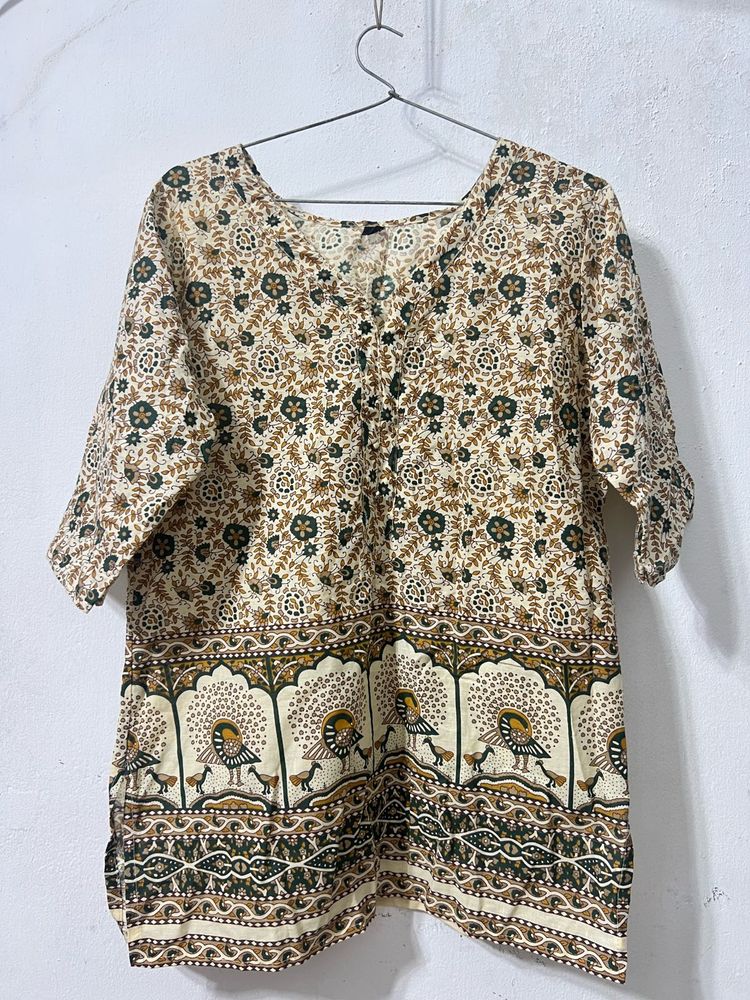 Boho Peacock Print Kurta