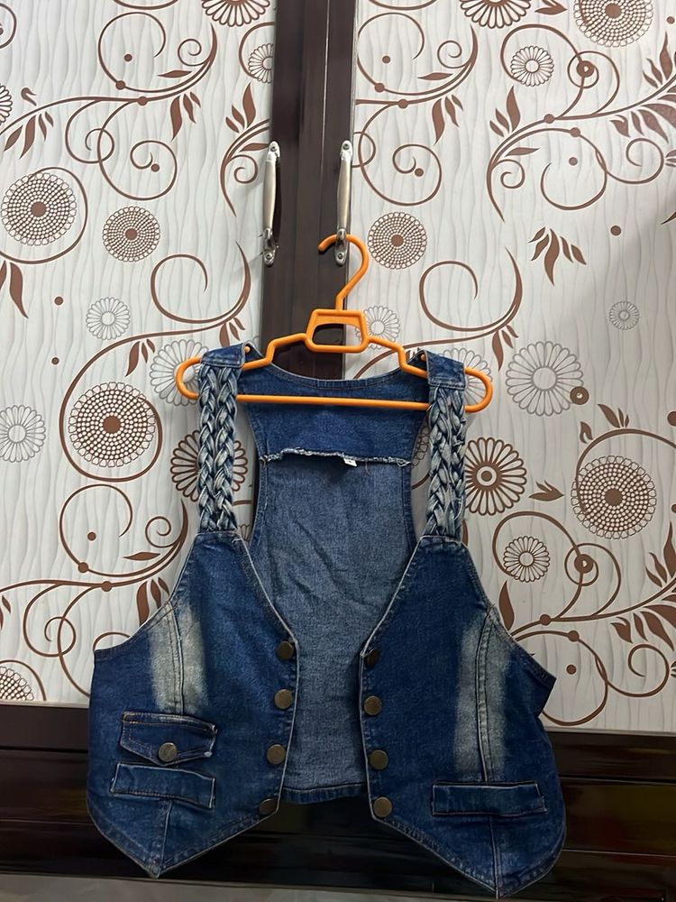 Denim Vest with Braided Straps