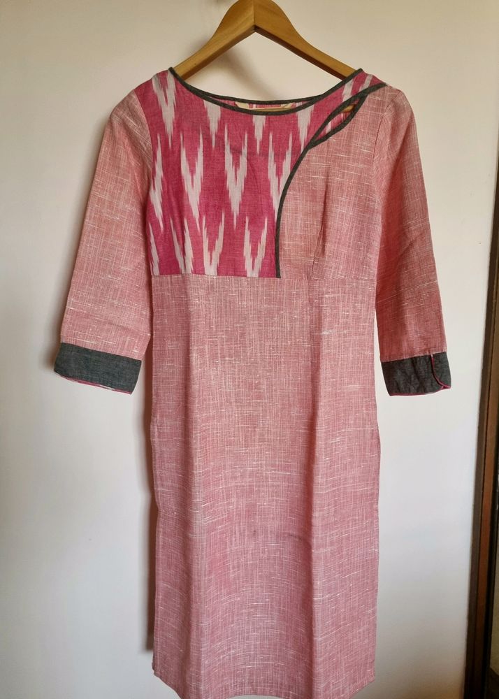 KHADI COTTON READY TO WEAR KURTA PEACH 34"