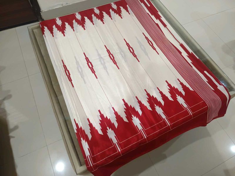 Elegant Red &amp; White Saree