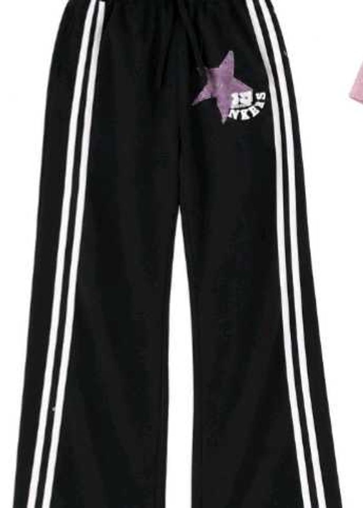 Black Wide Leg Track Pants