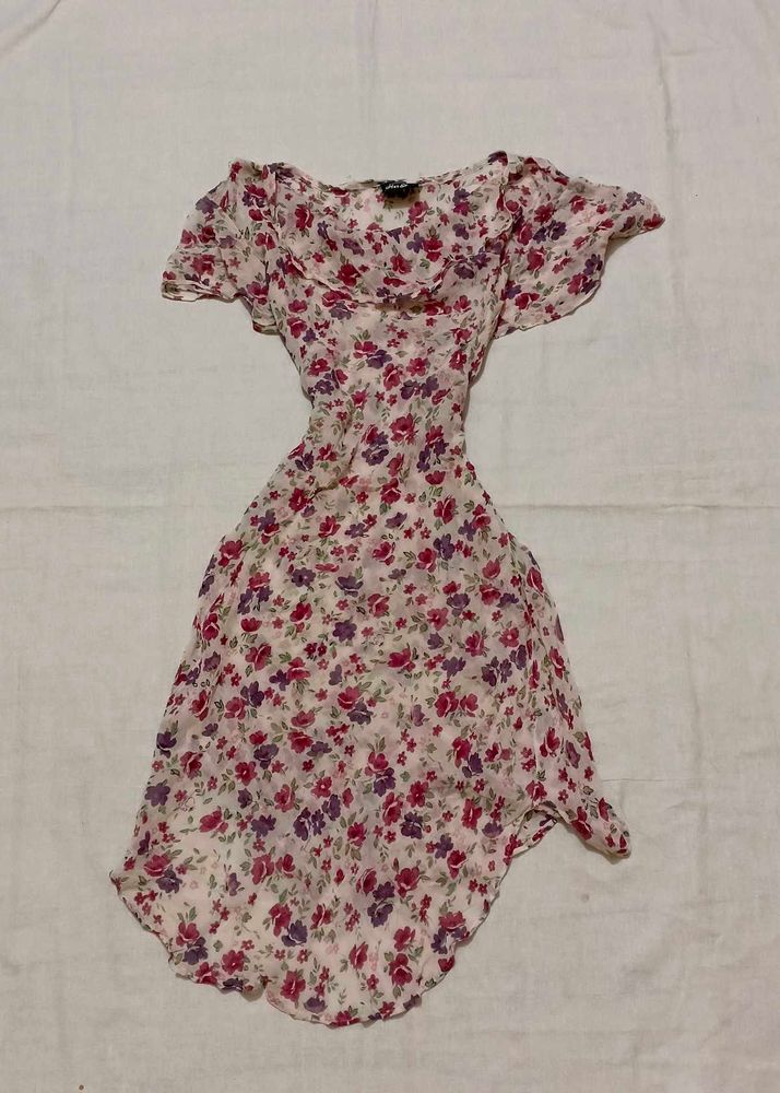 Chiffon Floral Print Mini Dress
