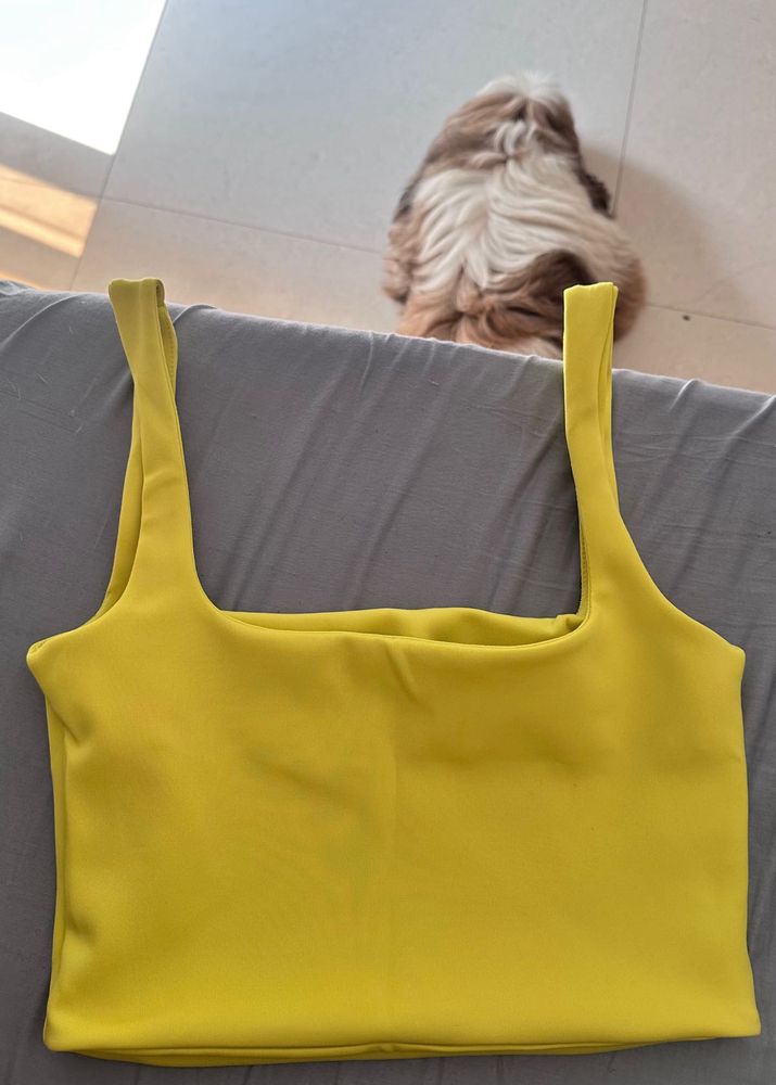 Vibrant Yellow Square Neck Tank Top