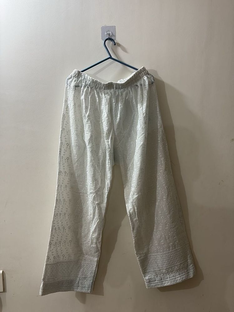 Elegant White Chikankari Palazzos