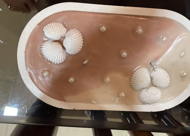 Decorative Tray with Shells &amp; Pearls