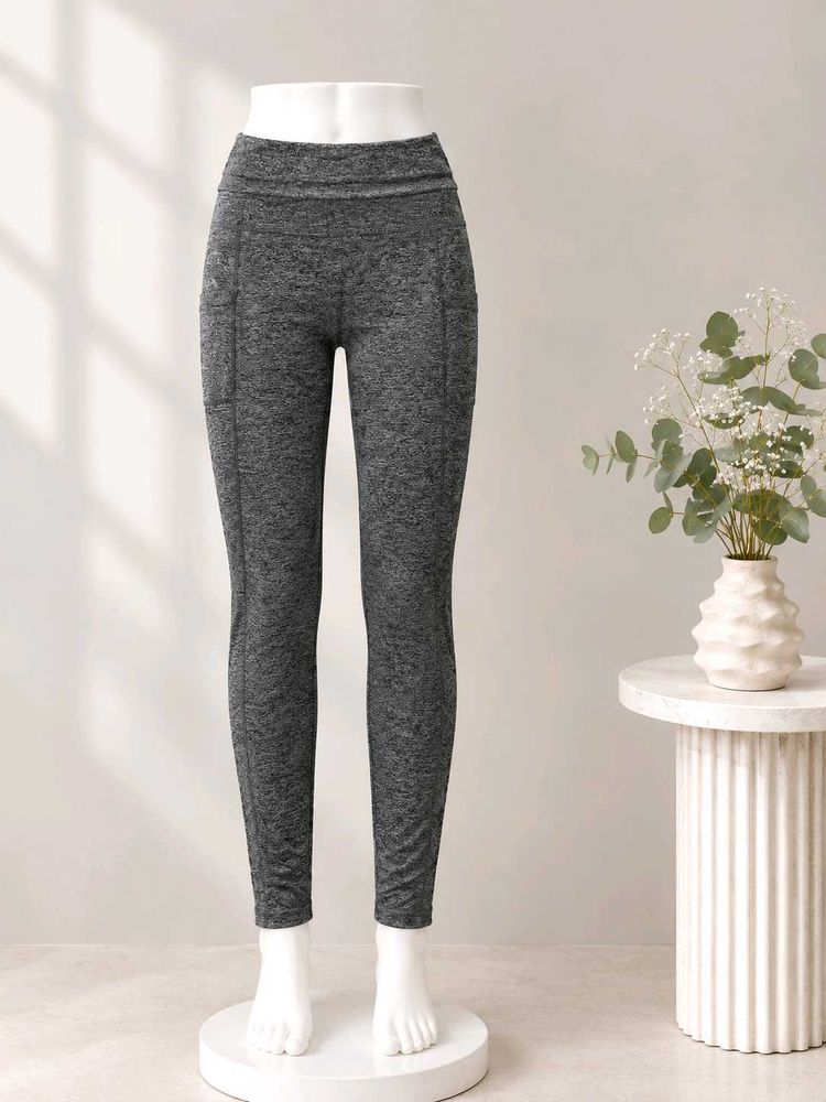 Grey Marled Leggings with Pockets