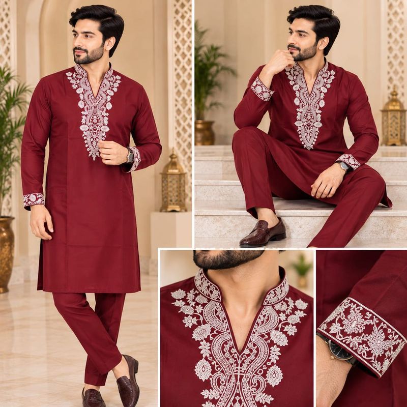 Men's Embroidered Kurta Set