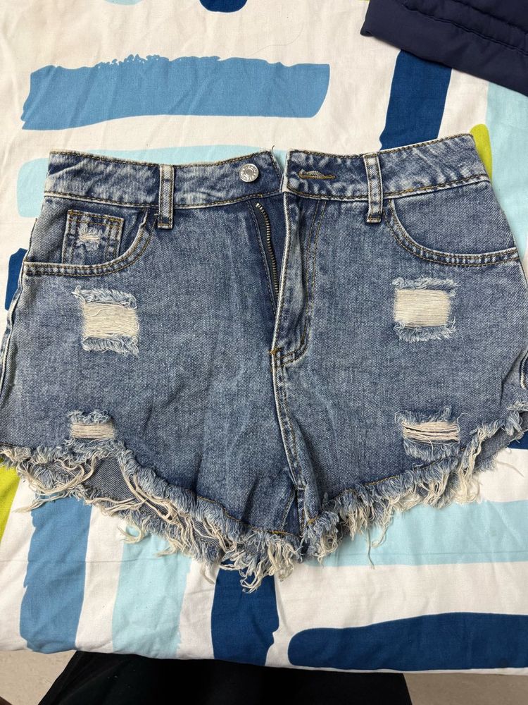 Distressed Denim Shorts