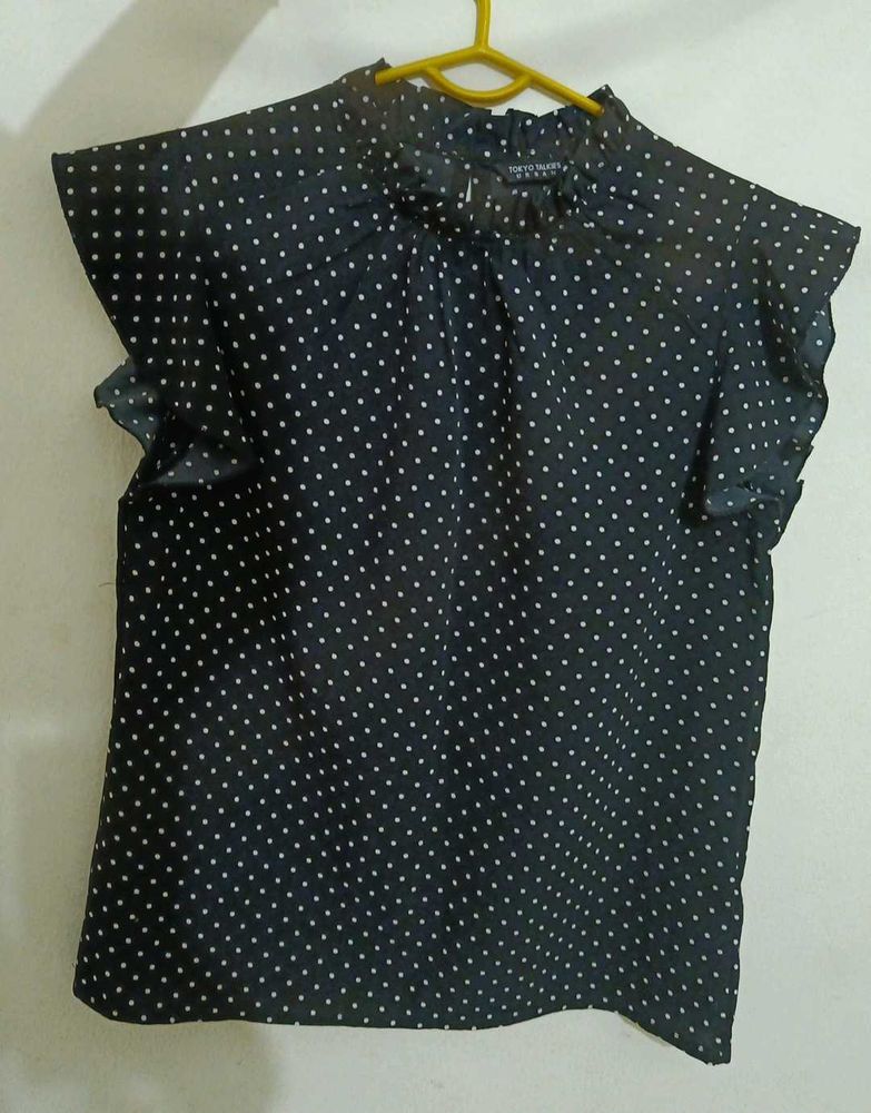 Polka Dot Top - Ruffle Sleeve