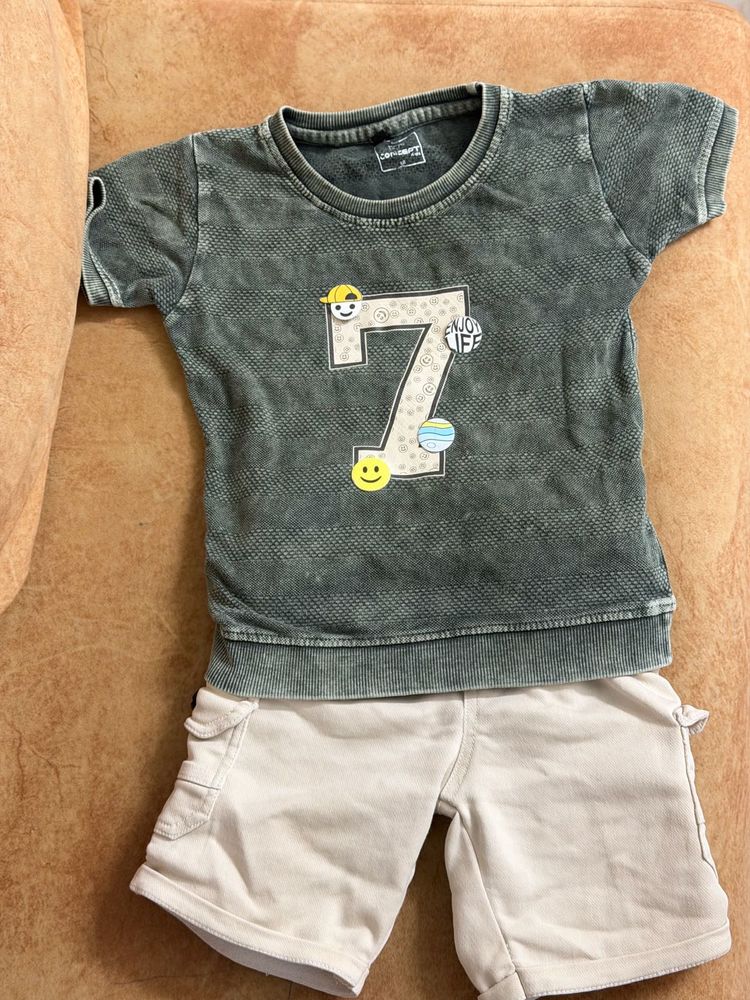 Boys Green Graphic T-Shirt &amp; Shorts Set