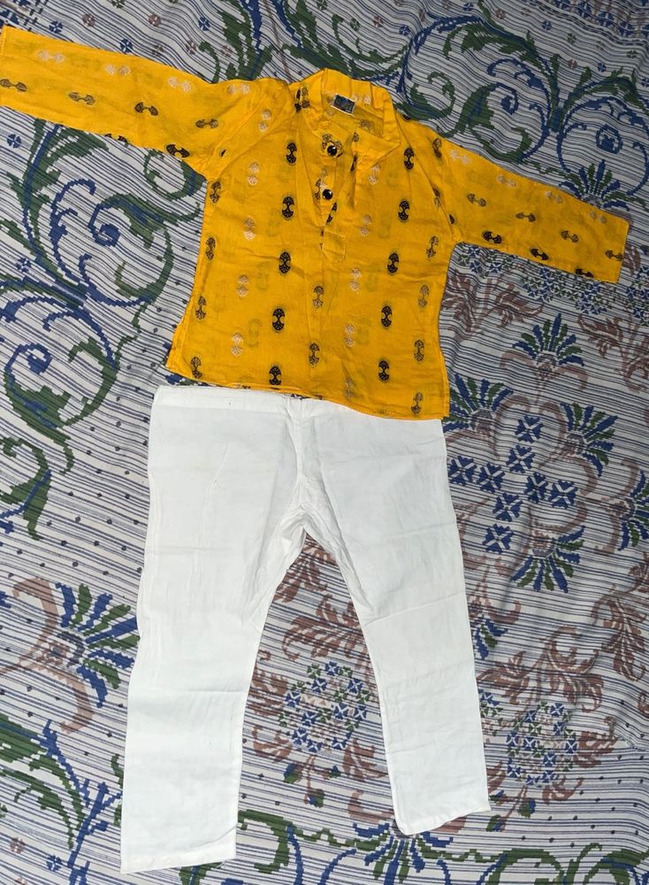 Yellow Printed Kurta &amp; payjama