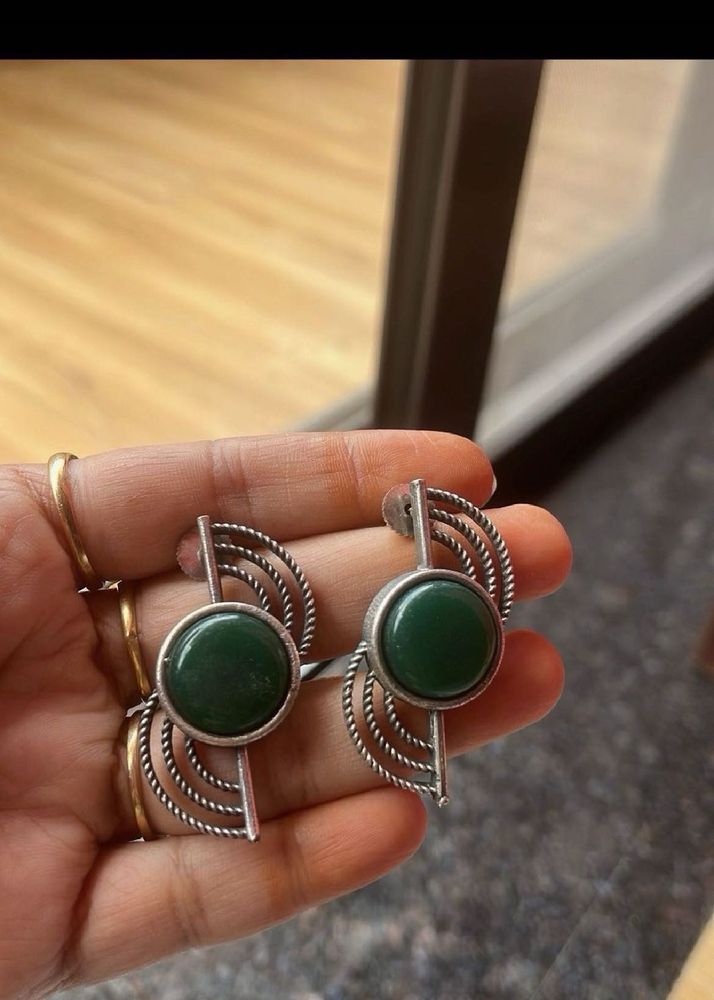 Ethnic Green Stone Earrings