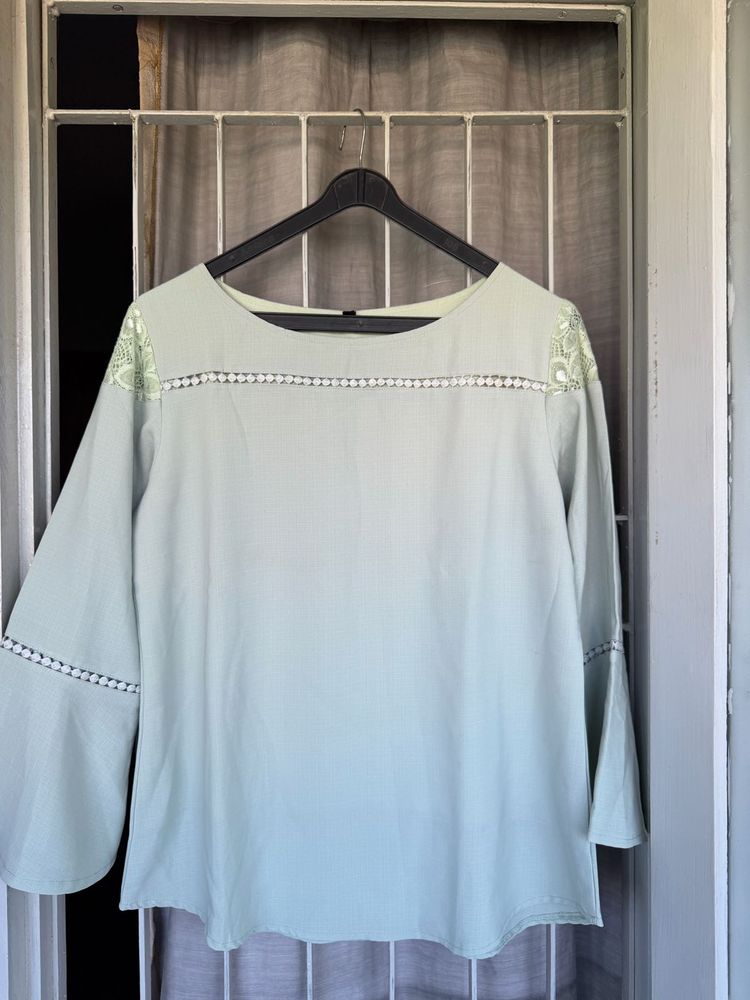 Light Green Bell Sleeve Top