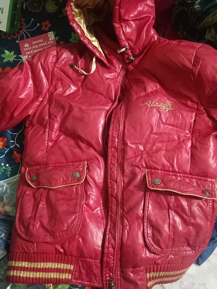GIRLS NEW RED FLUFFY JACKET