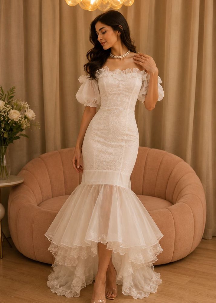 pretty white mermaid dress