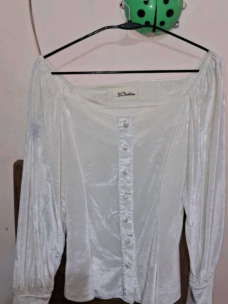 Velvet Square Neck Blouse