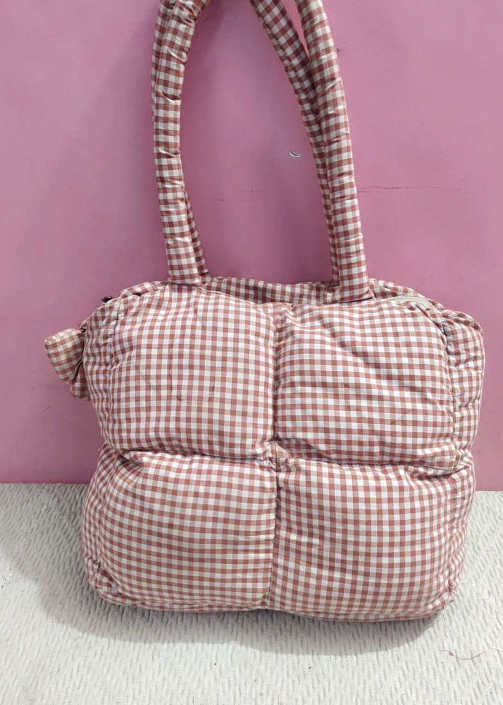 Cute Gingham puffer tote Bag