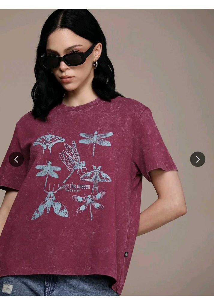Maroon Graphic Print T-Shirt