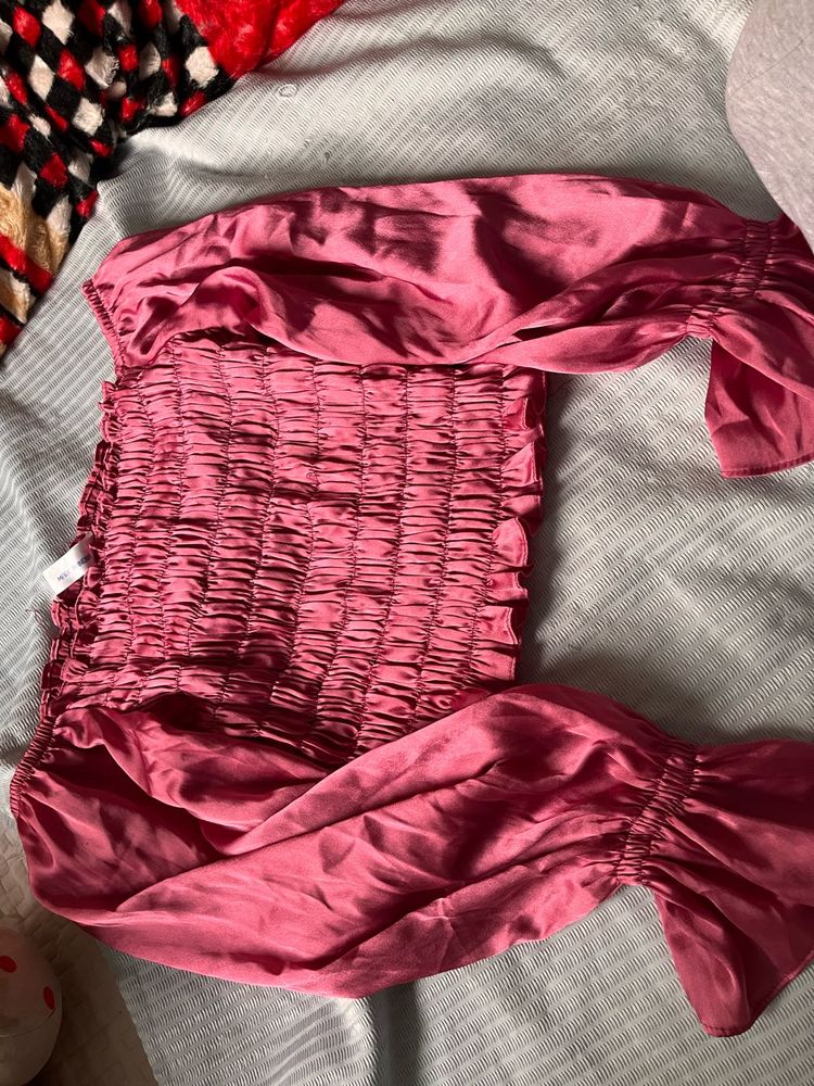 Smocked Pink Long Sleeve Top