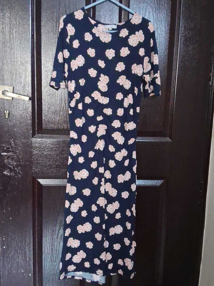 Navy Floral Midi Dress