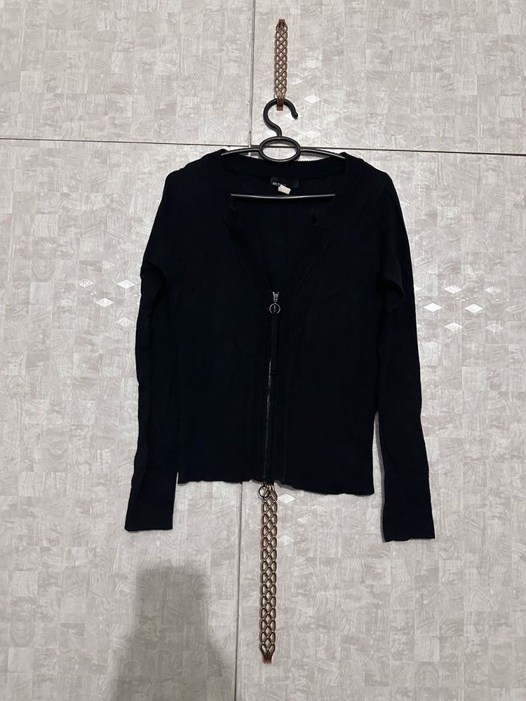 Mango Black Zip-Up Jacket