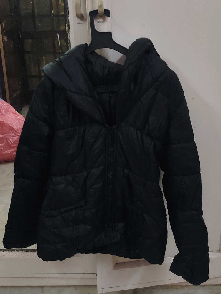 Black Padded Hooded Jacket