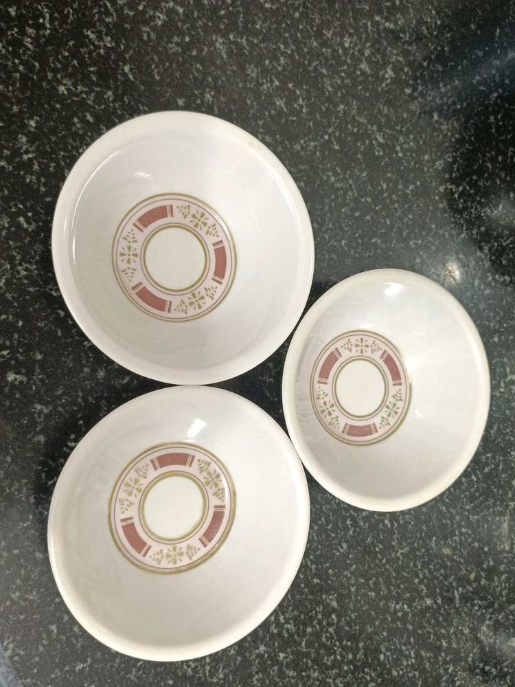 Set of 3 White Saucers