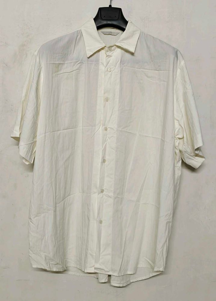 Men's Off White Short Sleeve Button-Up Shirt