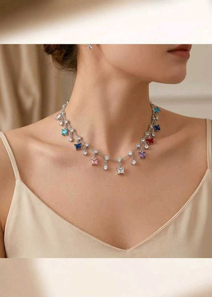 Sparkling Butterfly Charm Necklace