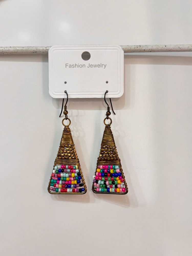 Boho Beaded Cone Earrings