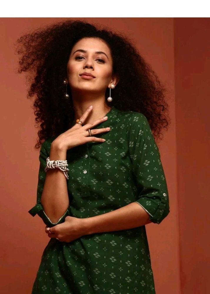 Fusion Green Printed Kurta