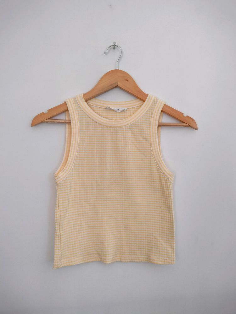 MANGO Yellow Gingham Tank Top