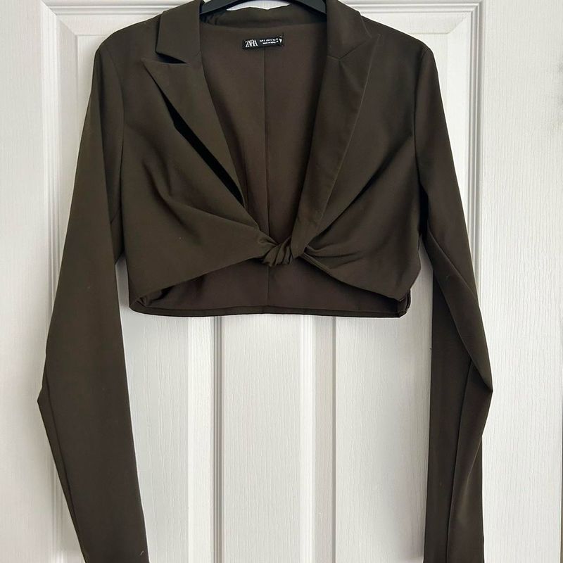 Zara Knotted Cropped Blazer Top