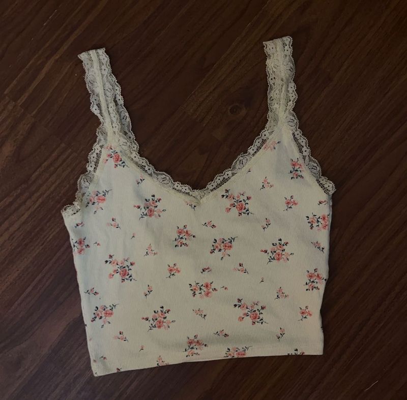 Forever21 Floral Lace Trim Cami Top
