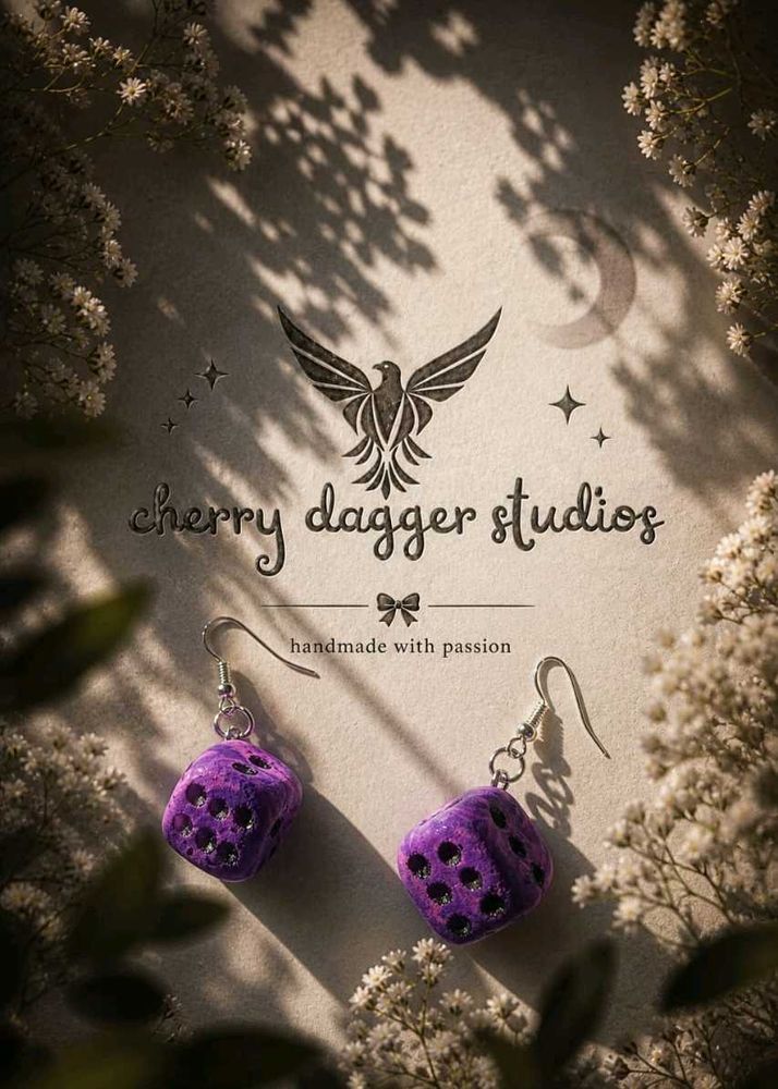 Unique Purple+pink shaded Dice Earrings