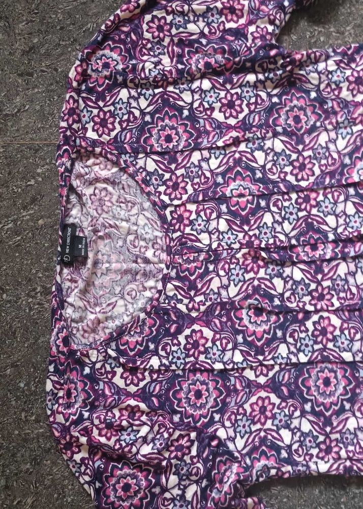 Boho Floral Print Tunic Top