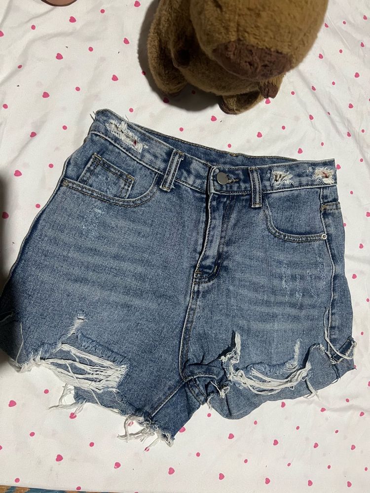 Distressed Denim Shorts