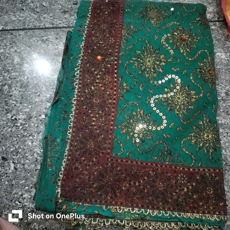 Embellished Teal Saree