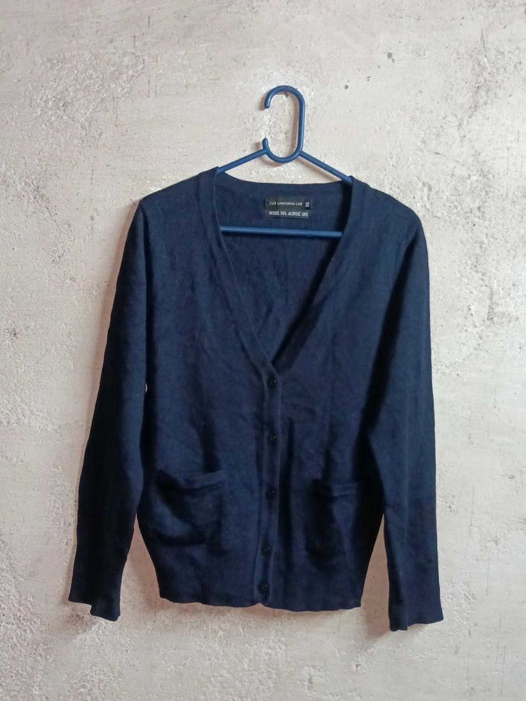 Classic Navy Blue Cardigan Sweater