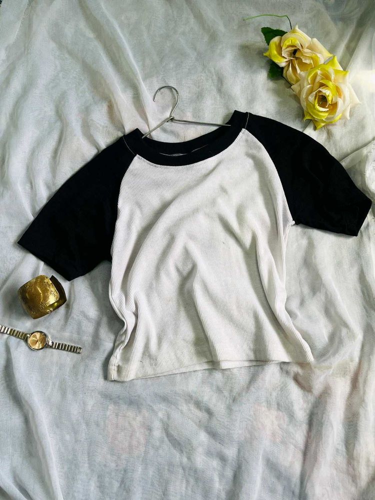 Classic Black &amp; White Raglan Tee