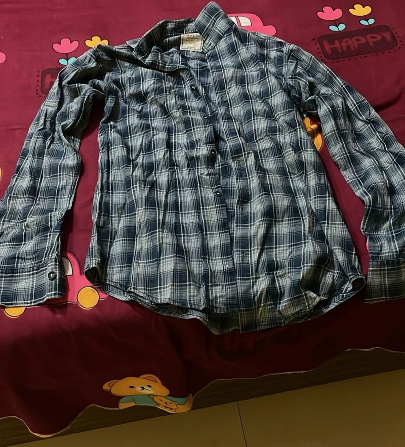Classic Blue Plaid Long Sleeve Shirt