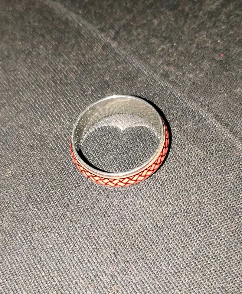 Chic Red &amp; Silver Women Band Ring