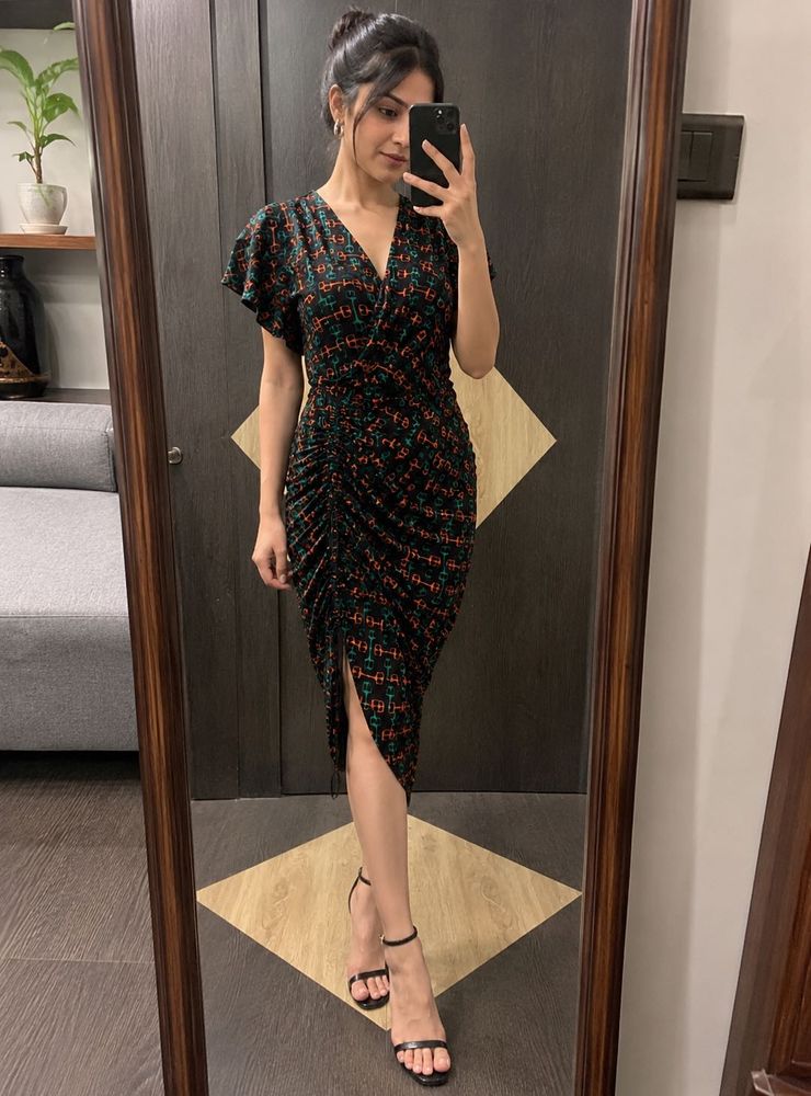 Stylish Printed Ruched Dress