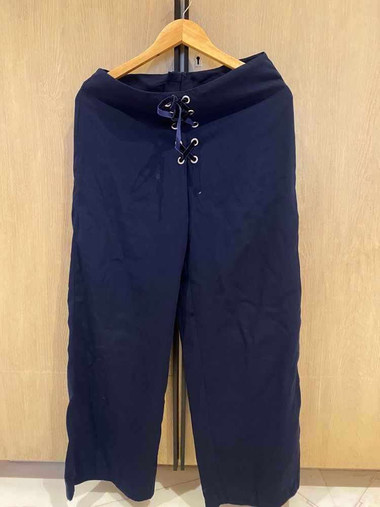 🦋Navy Blue Lace-Up Wide Leg Pants
