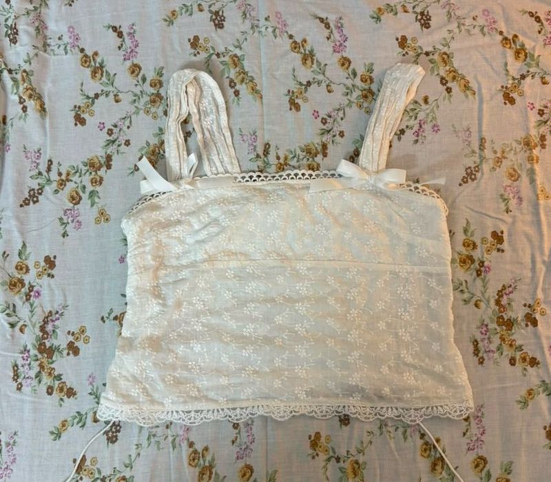 White Embroidered Cottagecore Top
