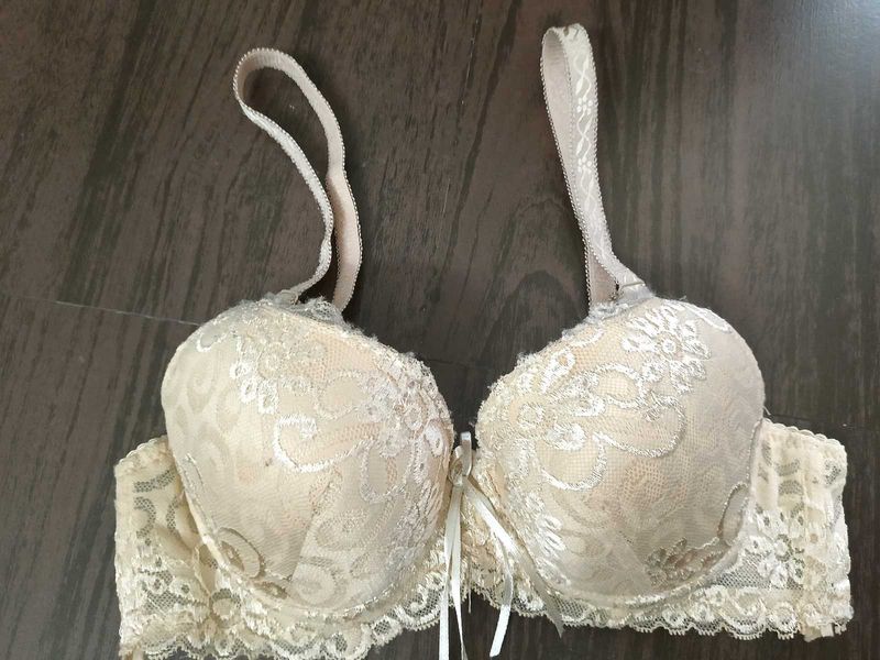 Beige Fine net Bra