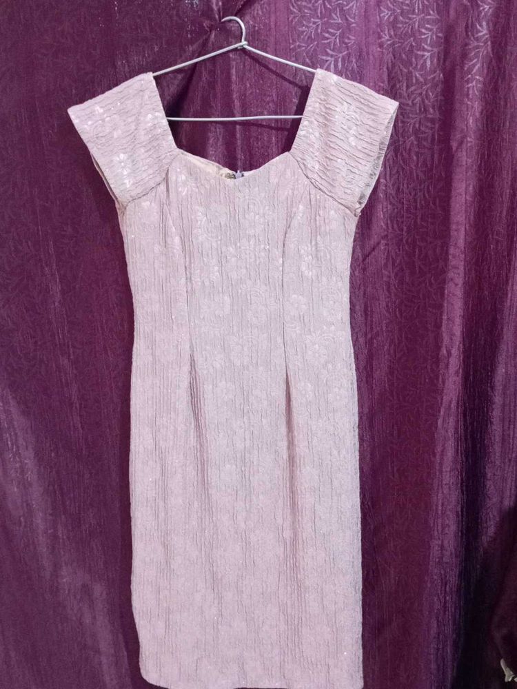 Elegant Light Pink Textured Dress